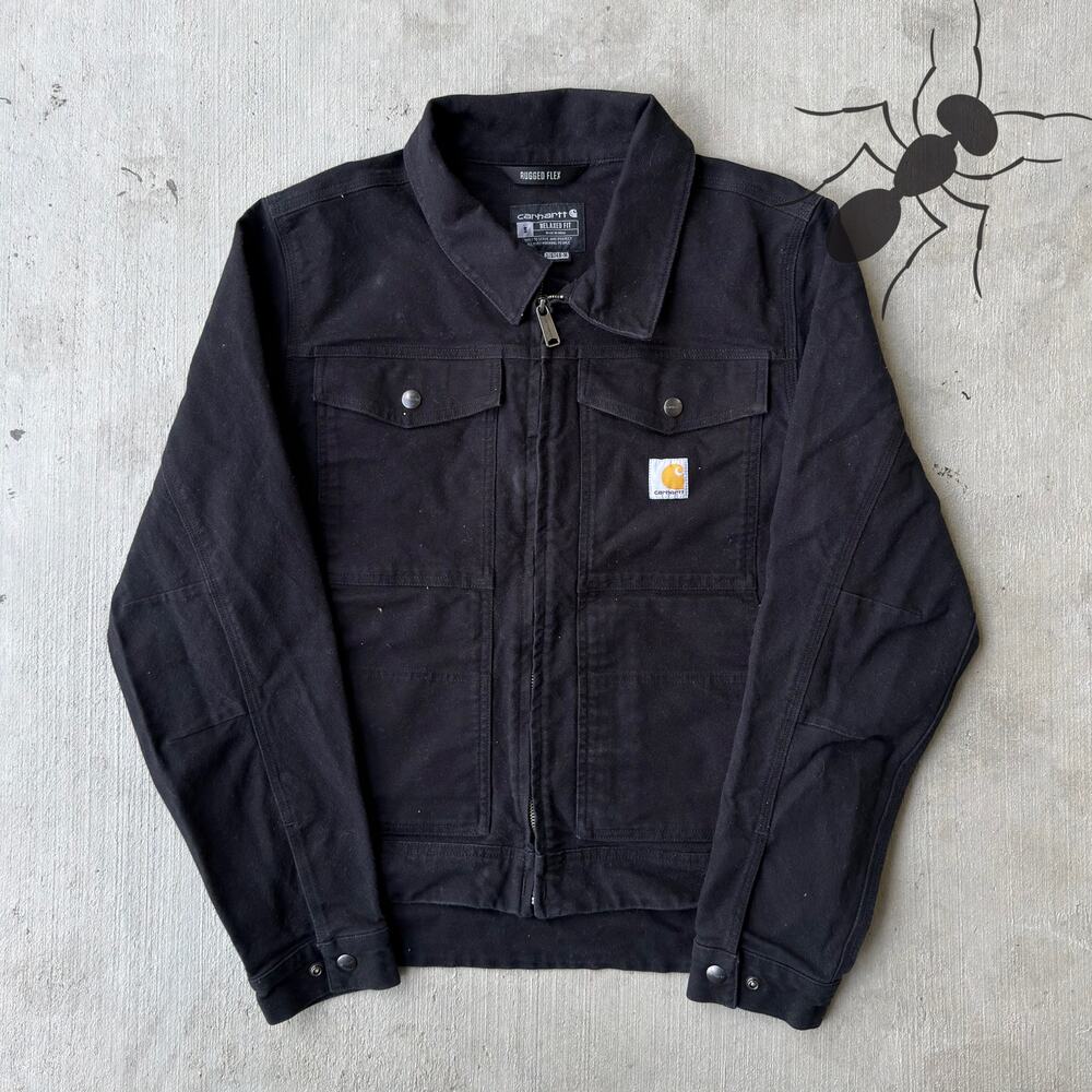 Carhartt black long sleeve zip up work wear shirt
